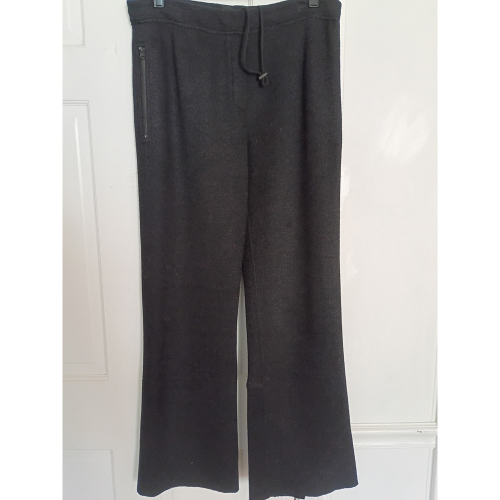 Helmut Lang Black Wool Blend Split Back Hem Drawstring Pants Trousers Medium